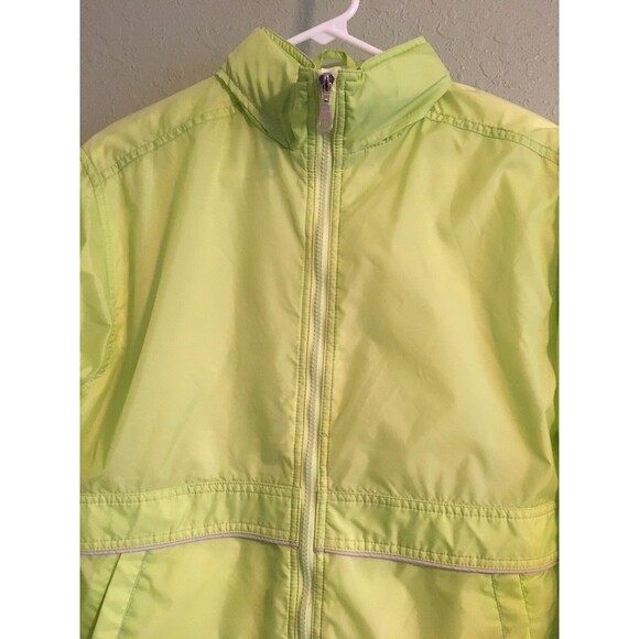 Weather Tamer Neon Green Hooded Windbraker Jacket Girl's Size XL 16 - Picture 2 of 4